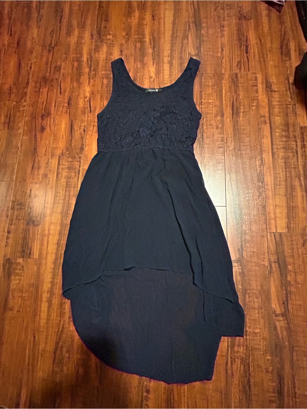 Lace Bodice Navy High-Low Dress #Forever21